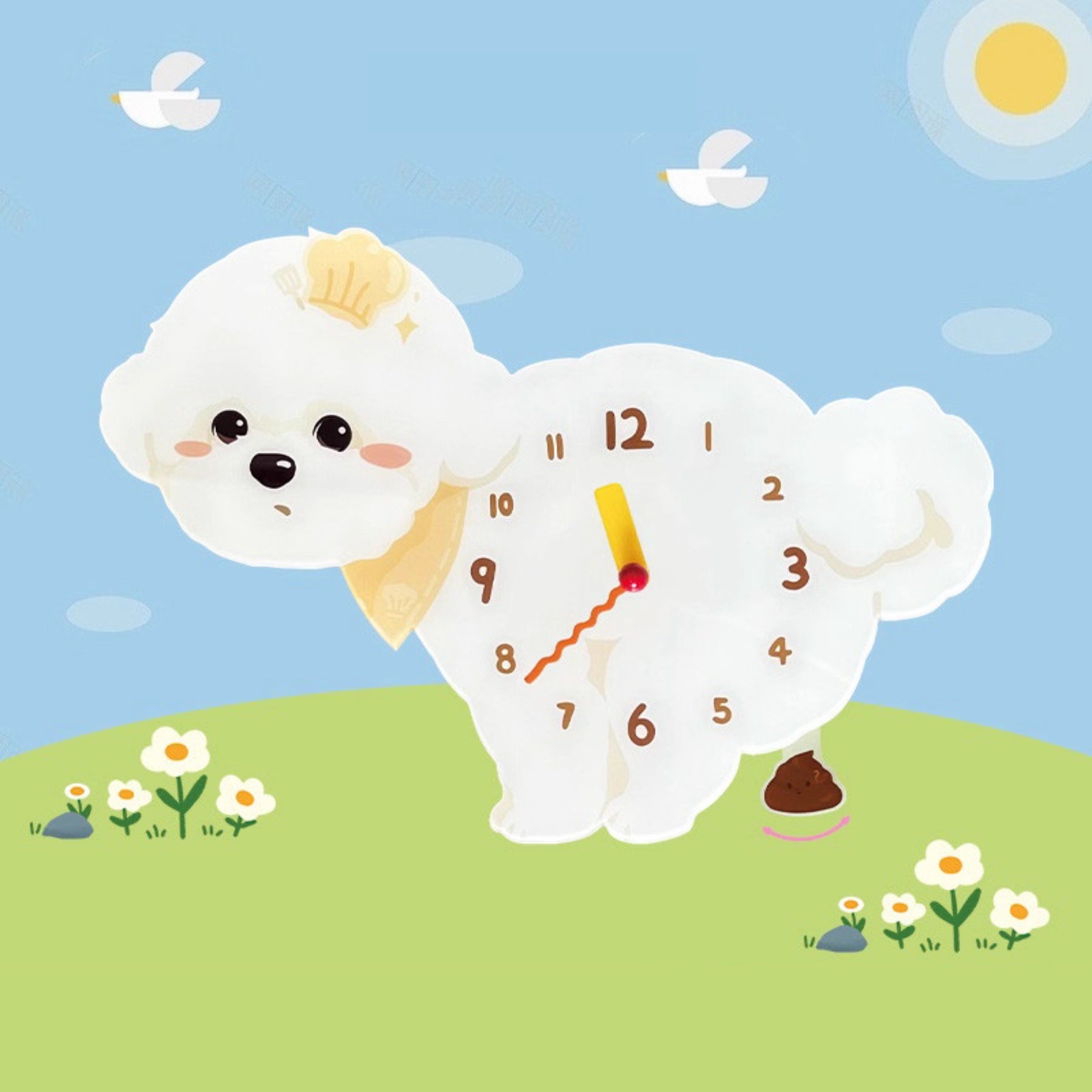 Bichon Frise White Dog Clock – Clawk Collection