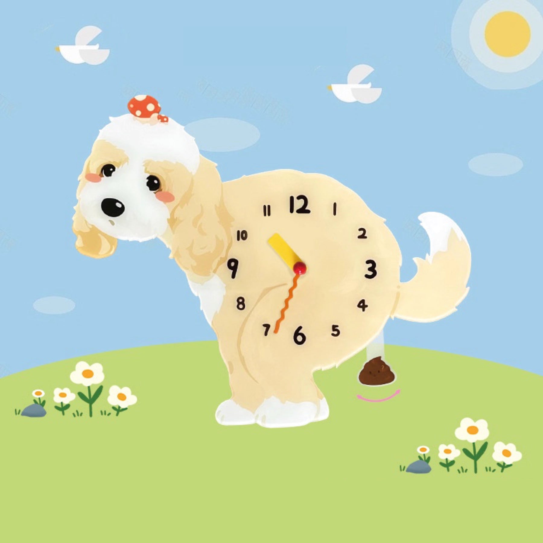 Cockapoo Light Brown Dog Clock – Clawk Collection