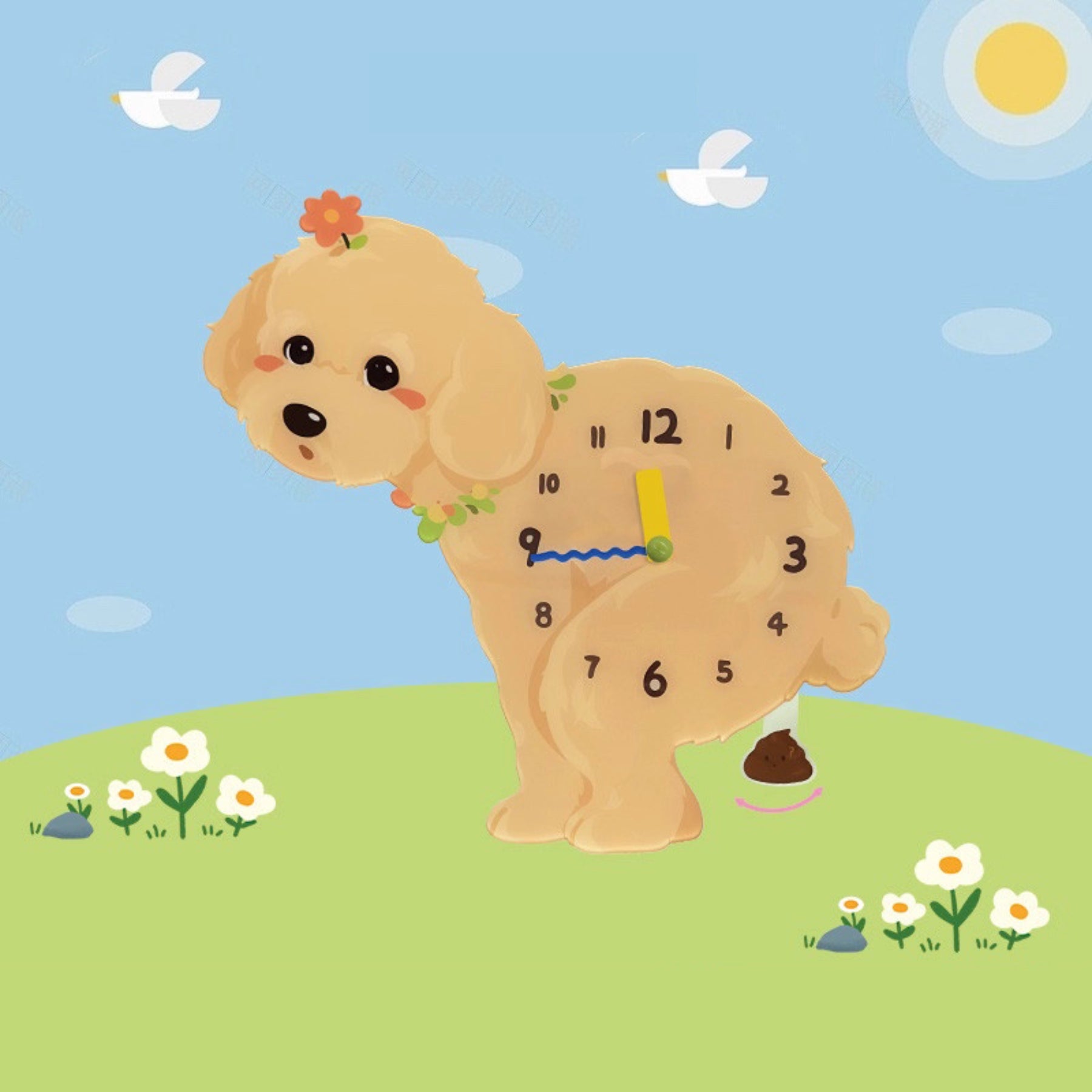 Poodle Light Brown Dog Clock – Clawk Collection