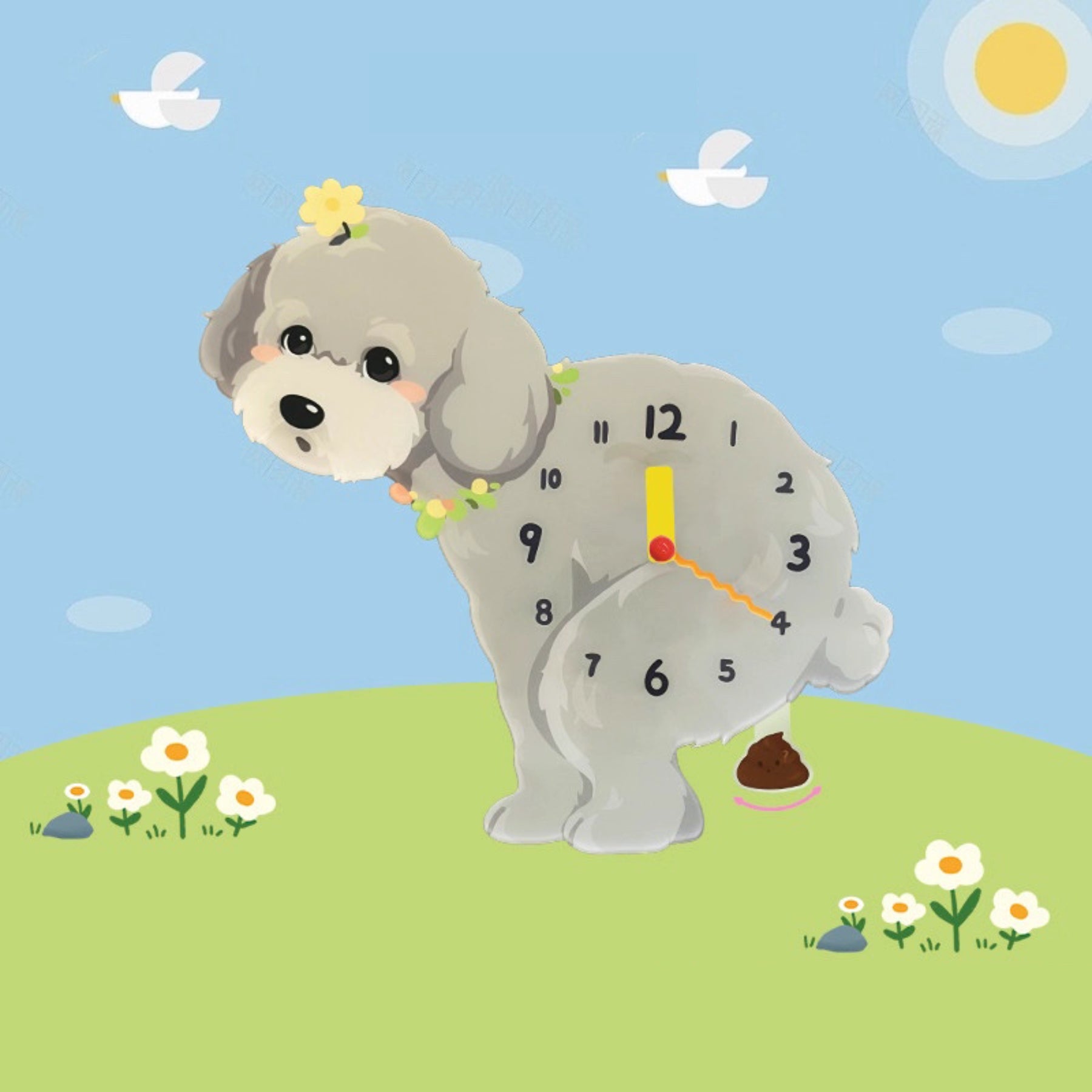 Poodle Grey Dog Clock – Clawk Collection