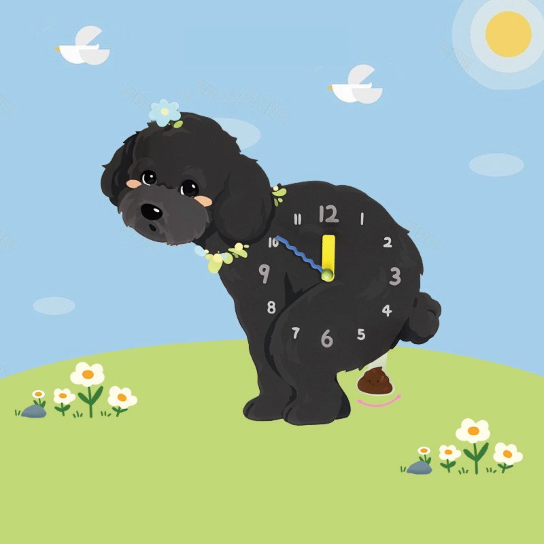 Poodle Black Dog Clock – Clawk Collection