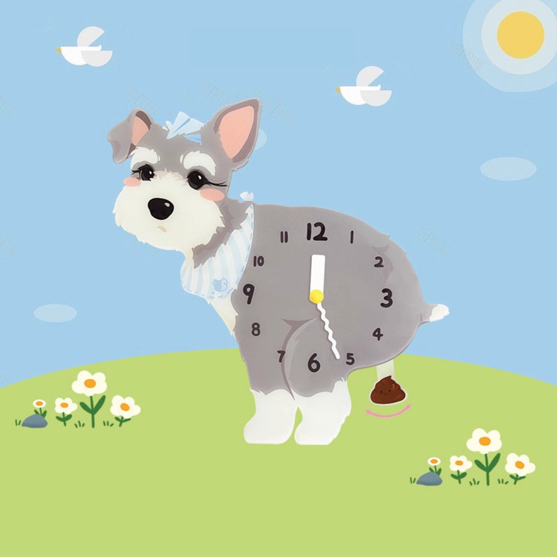 Schnauzer Light Grey Dog Clock – Clawk Collection