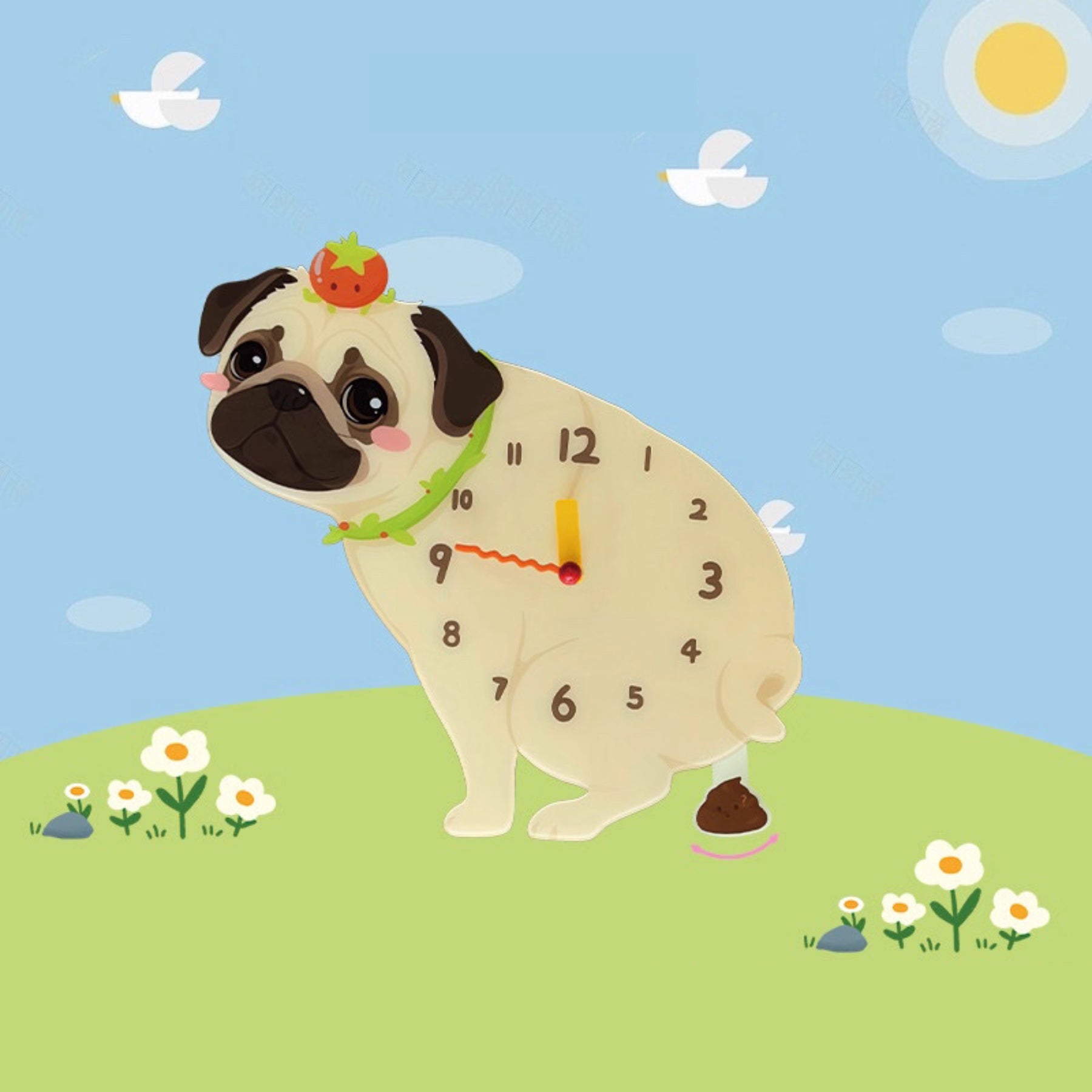 Pug Dog Clock – Clawk Collection