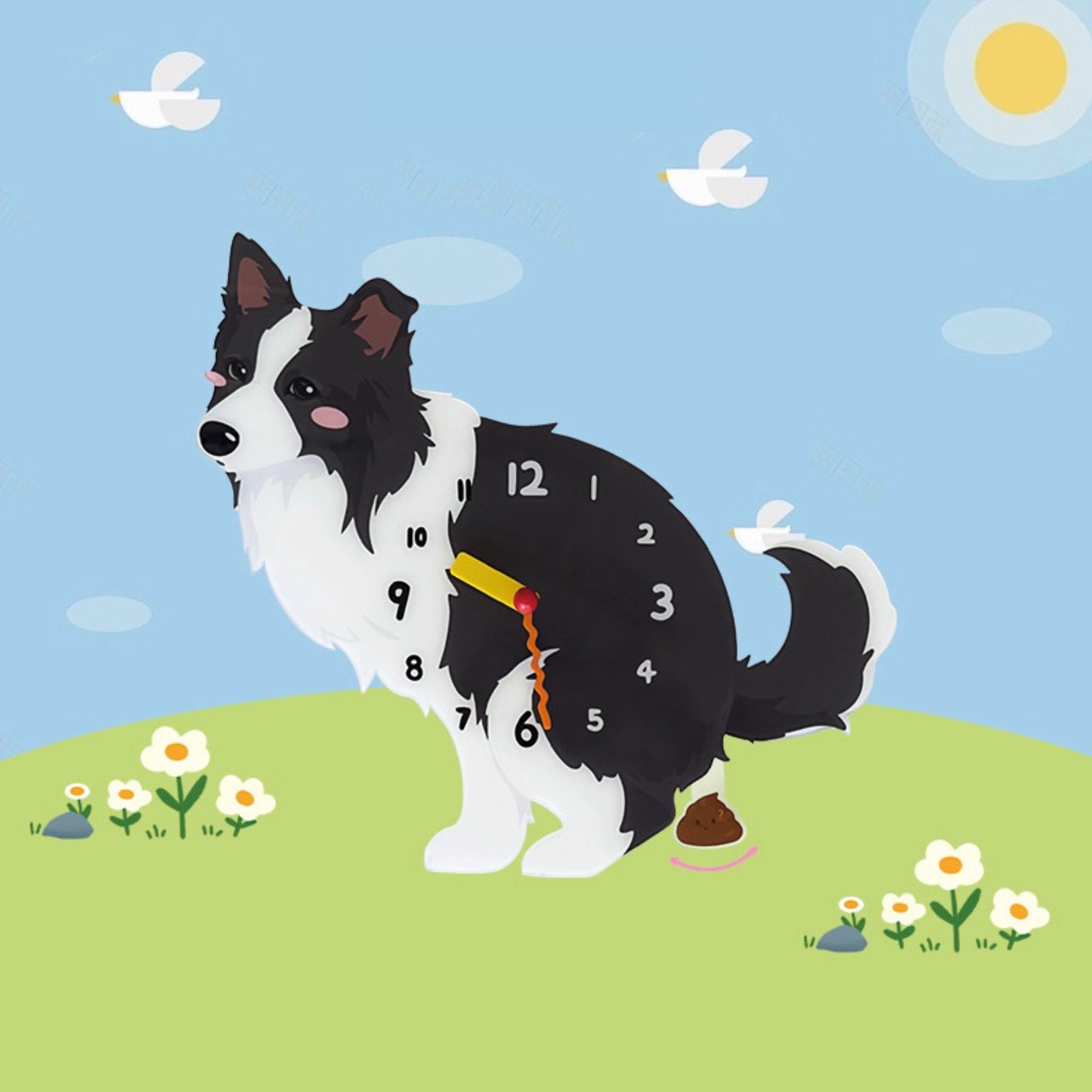 Border Collie Black Dog Clock – Clawk Collection