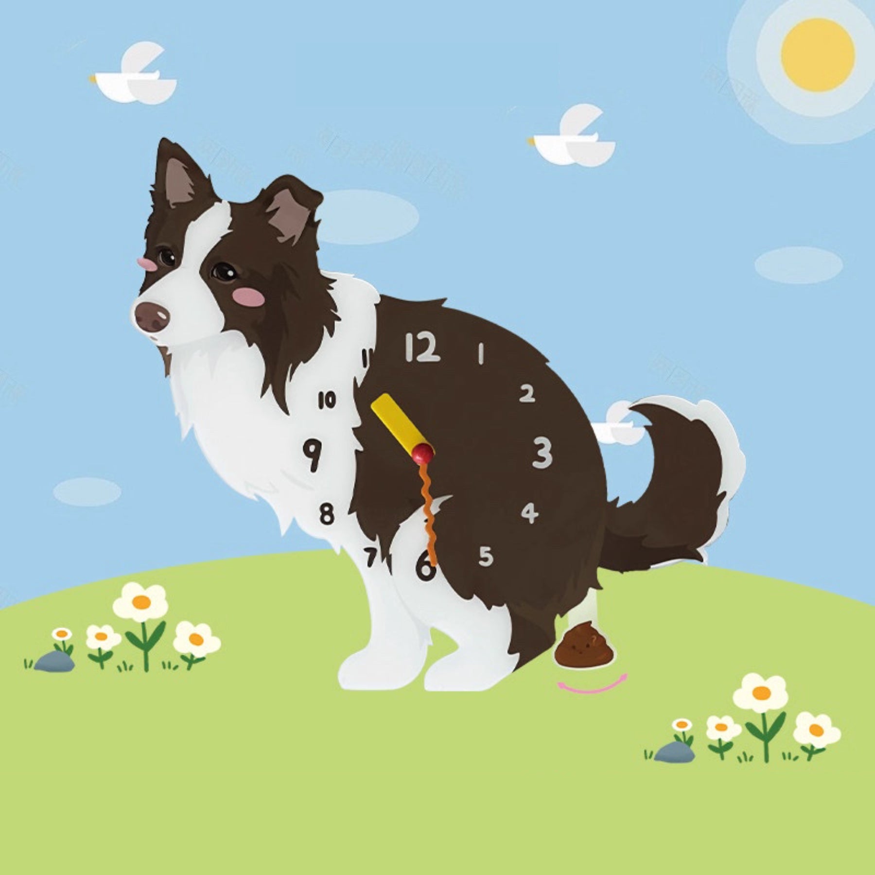 Border Collie Brown Dog Clock – Clawk Collection
