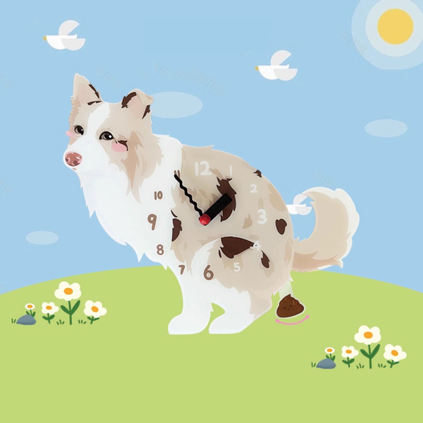 Border Collie Light Brown Dog Clock – Clawk Collection