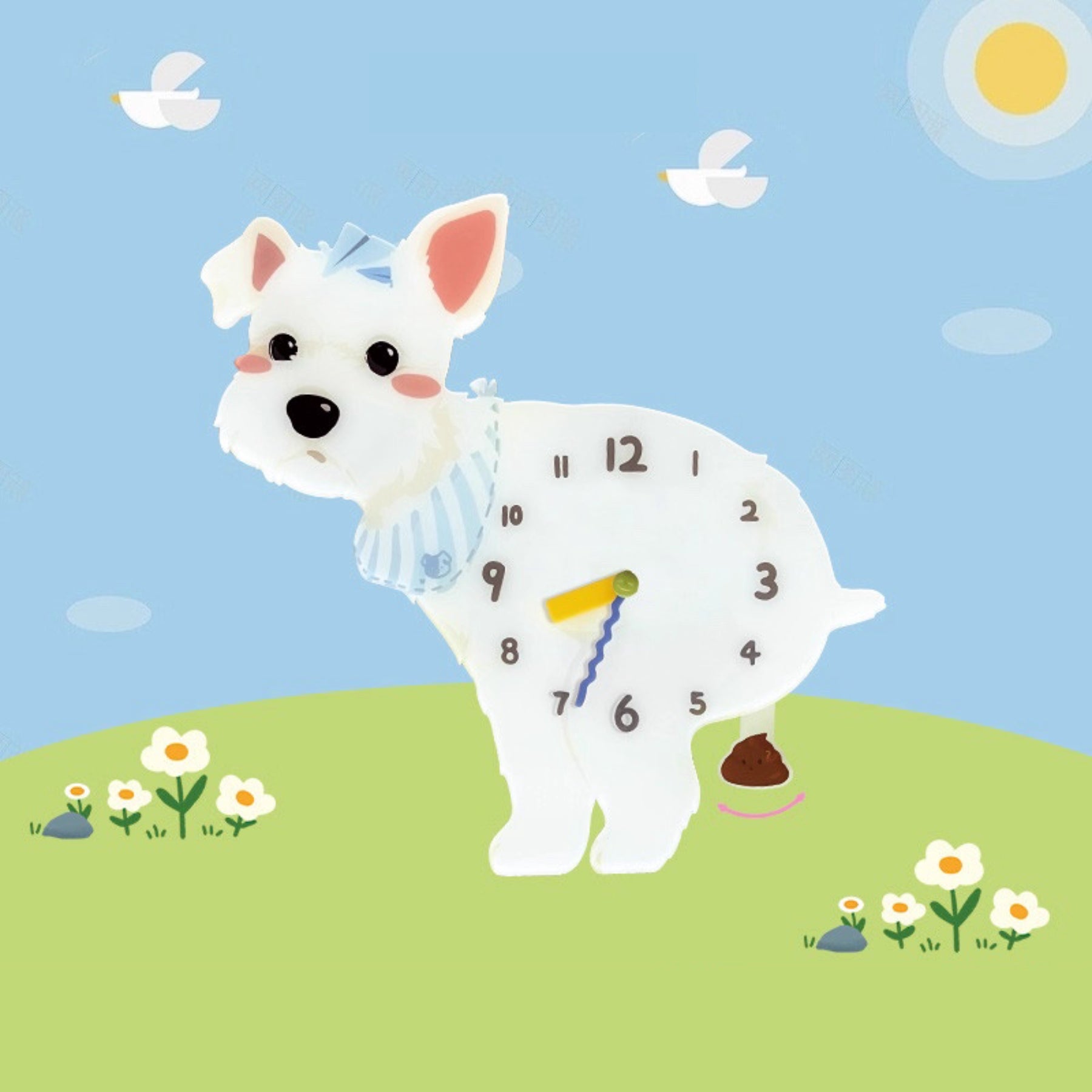Schnauzer White Dog Clock – Clawk Collection