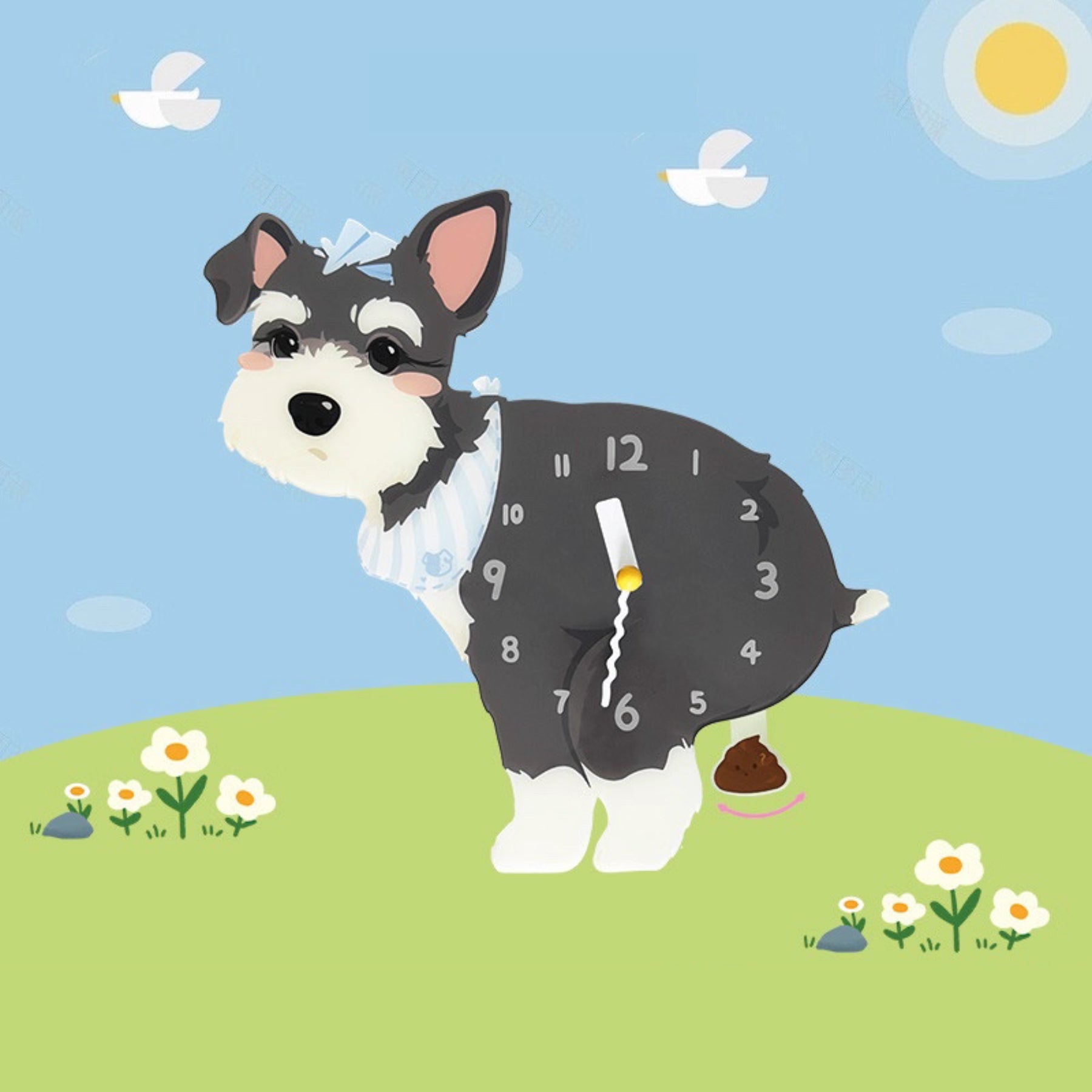 Schnauzer Black Dog Clock – Clawk Collection