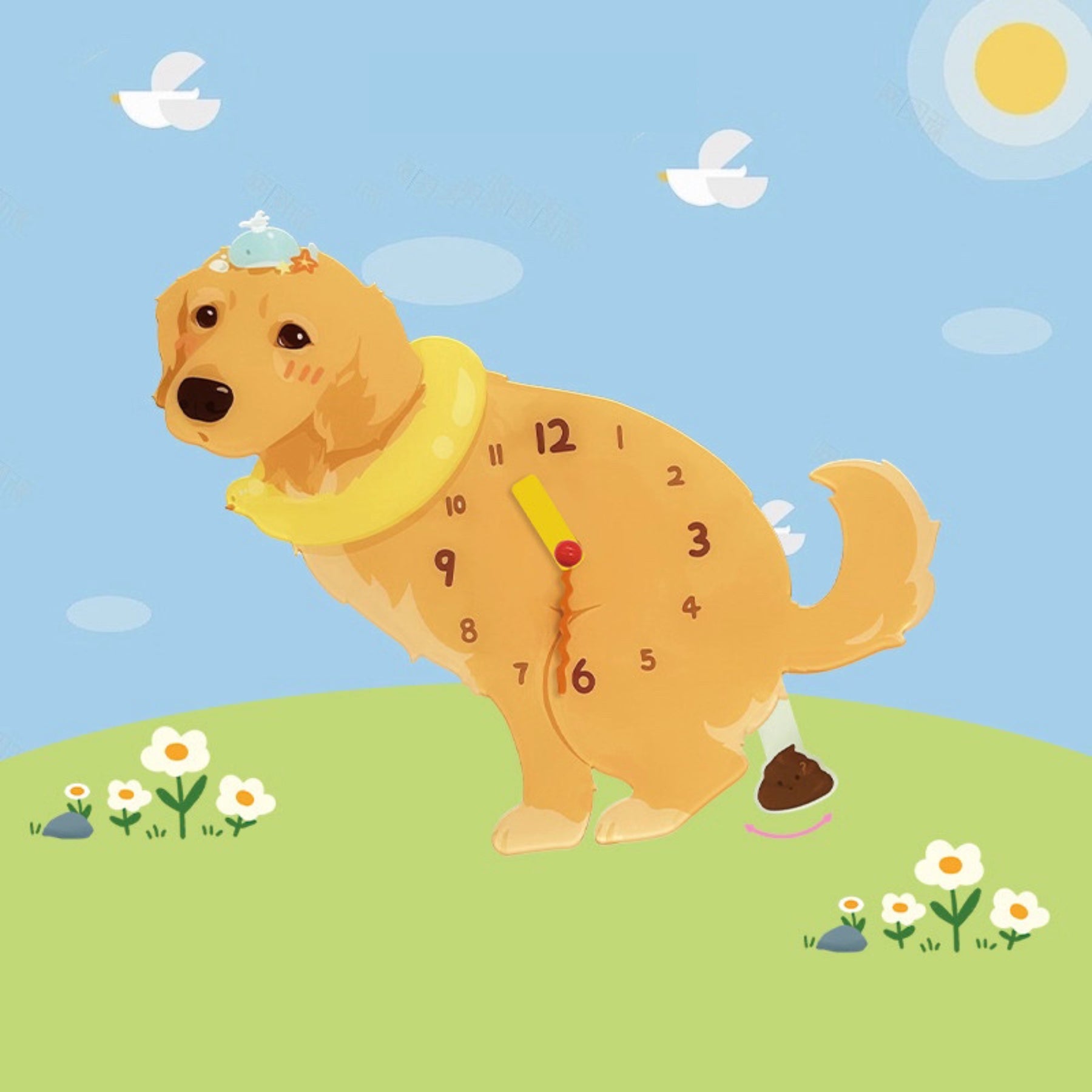 Golden Retriever Light Brown Dog Clock – Clawk Collection